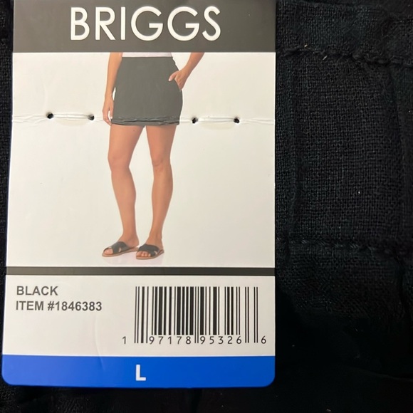 NWT Briggs Women's Linen Blend Shorts with Drawstring black - Picture 3 of 5